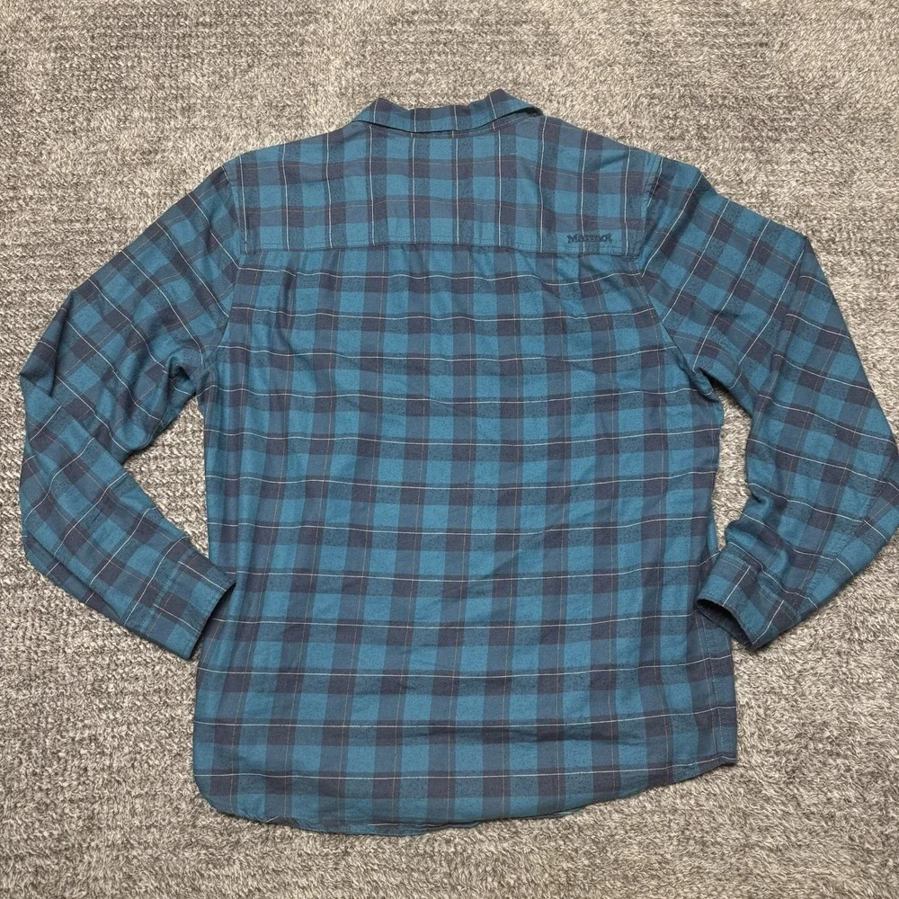 Marmot Bodega‎ Lightweight Flannel Shirt Blue Mens Large Plaid Long Sleeve
